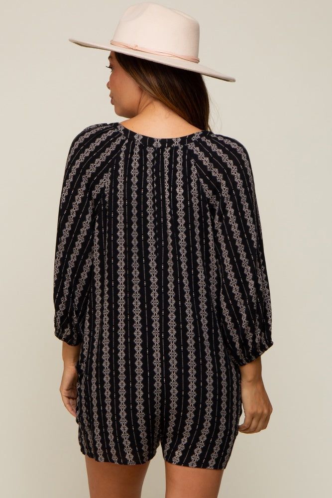 Black Printed Front Button Maternity Romper sold by Pinkblush product image thumbnail 3