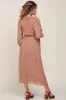 Rust Floral Ruffle V-Neck Maternity Midi Dress sold by Pinkblush
