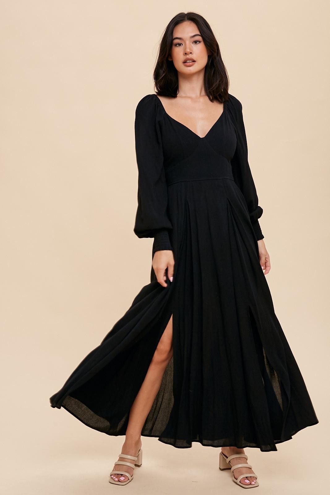 Black Flared Maxi Dress sold by Pinkblush