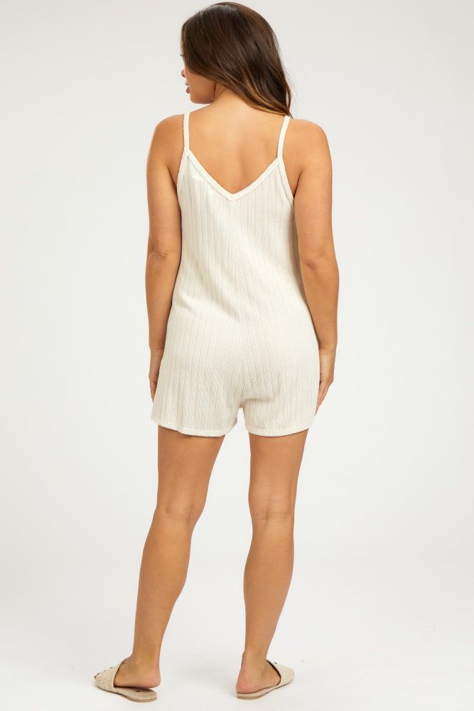 Cream Ribbed V-Neck Maternity Romper sold by Pinkblush product image thumbnail 2