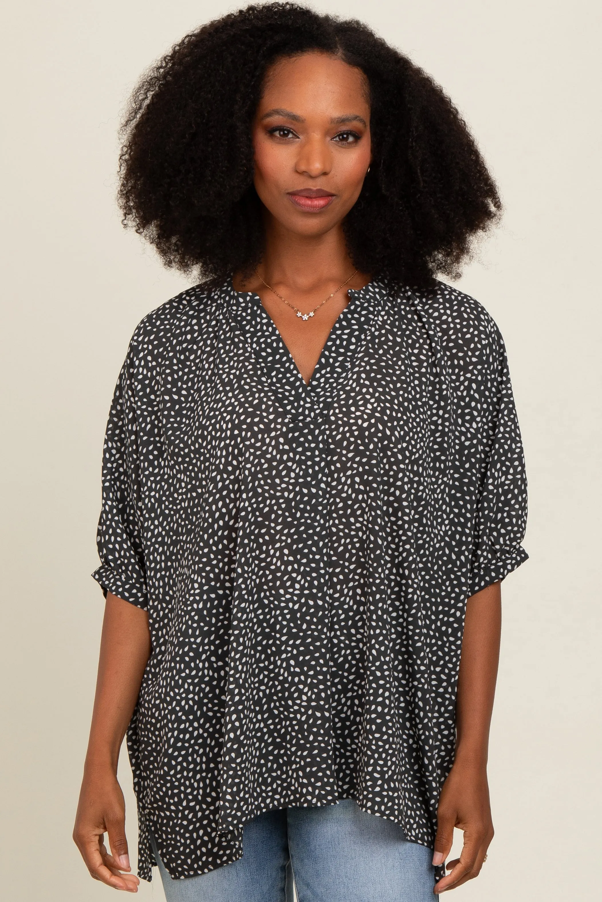 Charcoal Printed Dolman Sleeve Blouse sold by Pinkblush product image thumbnail 2