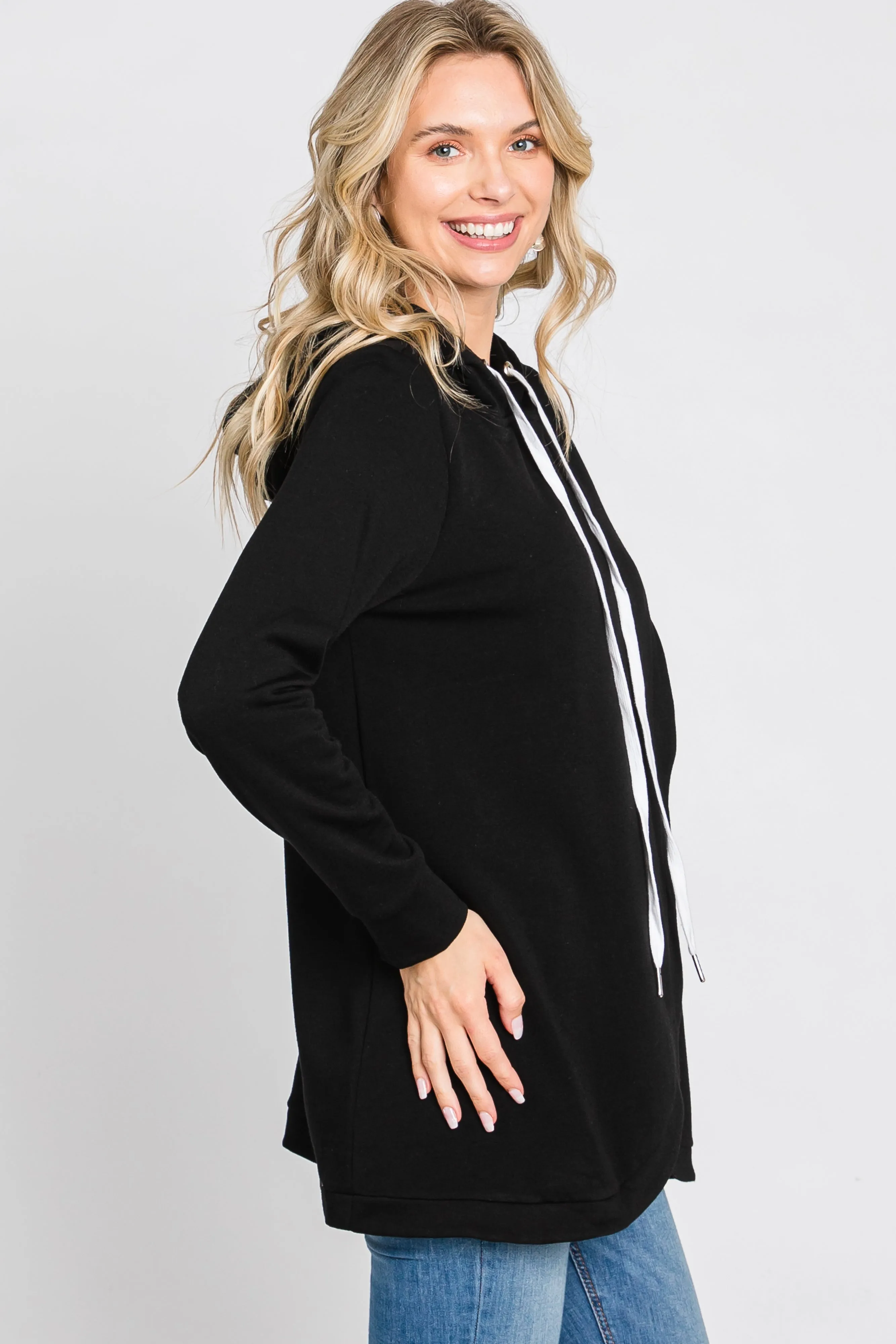 Black Layered Front Nursing Fleece Hoodie sold by Pinkblush product image thumbnail 5