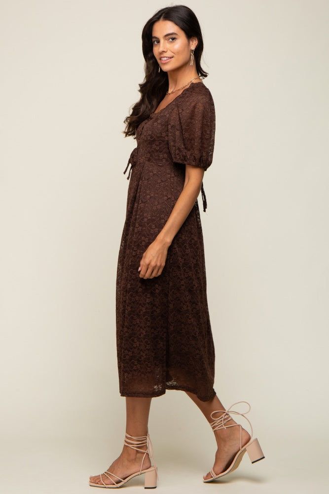 Brown Lace Cutout Midi Dress sold by Pinkblush product image thumbnail 2