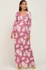 Mauve Floral Button Front Maternity Maxi Dress sold by Pinkblush