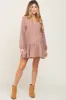 Mauve Floral Long Sleeve Tiered Maternity Dress sold by Pinkblush