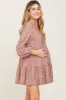 Mauve Floral Long Sleeve Tiered Maternity Dress sold by Pinkblush