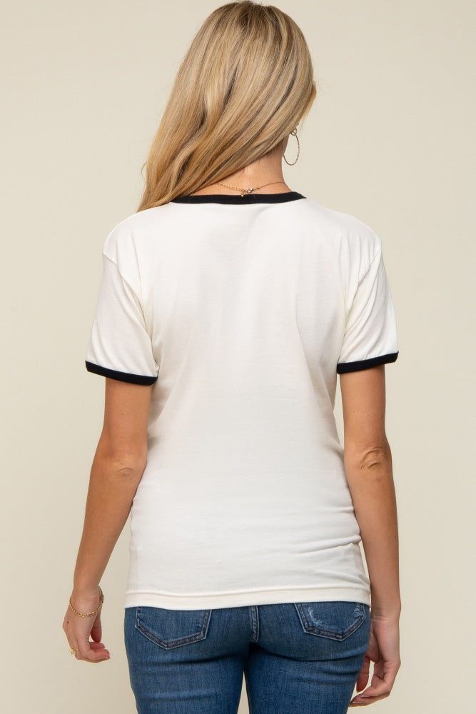 Black Cream Short Sleeve Maternity Ringer Tee sold by Pinkblush product image thumbnail 3