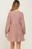 Mauve Floral Long Sleeve Tiered Maternity Dress sold by Pinkblush