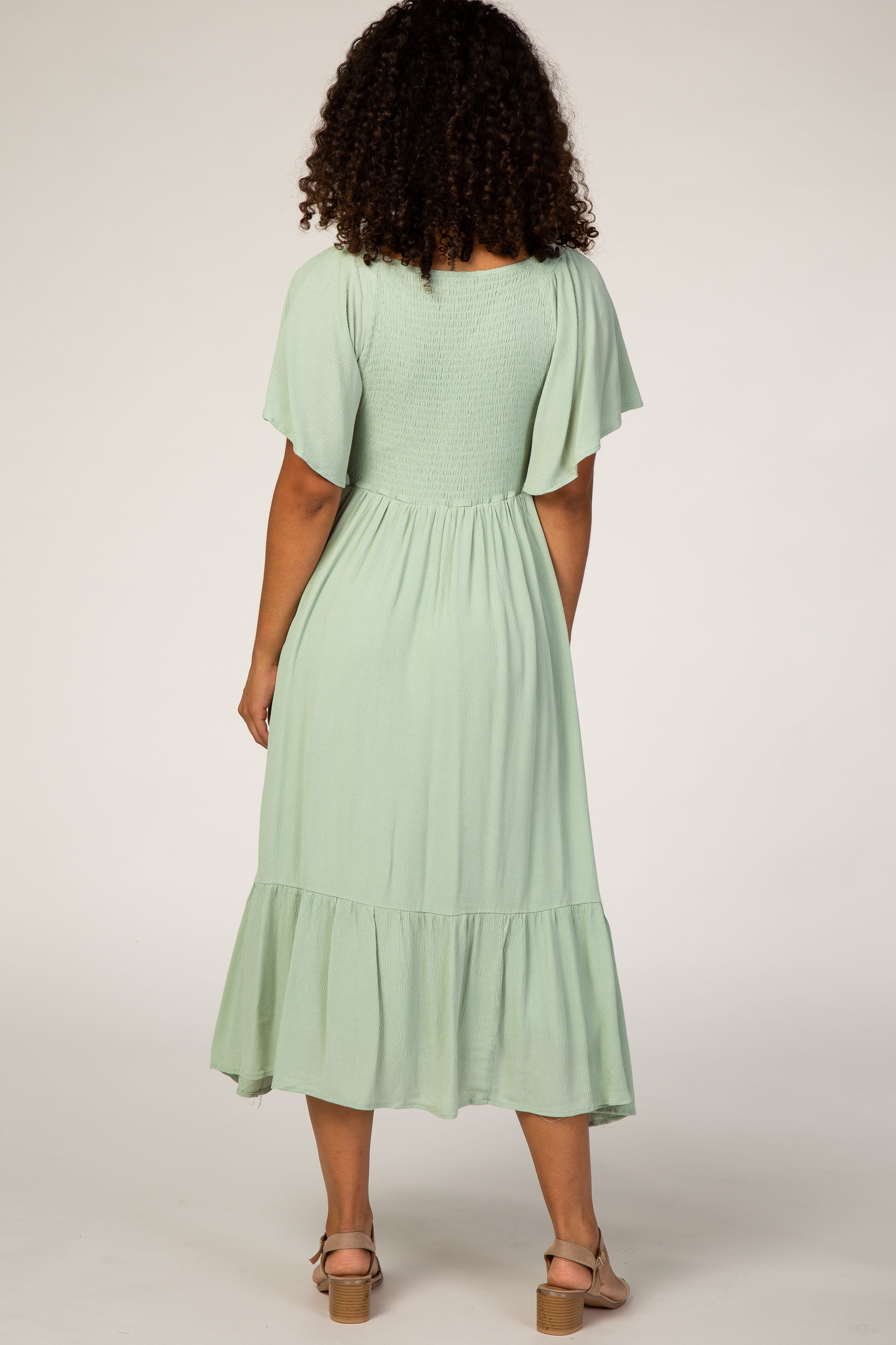 Mint Smocked Ruffle Dress sold by Pinkblush product image thumbnail 3