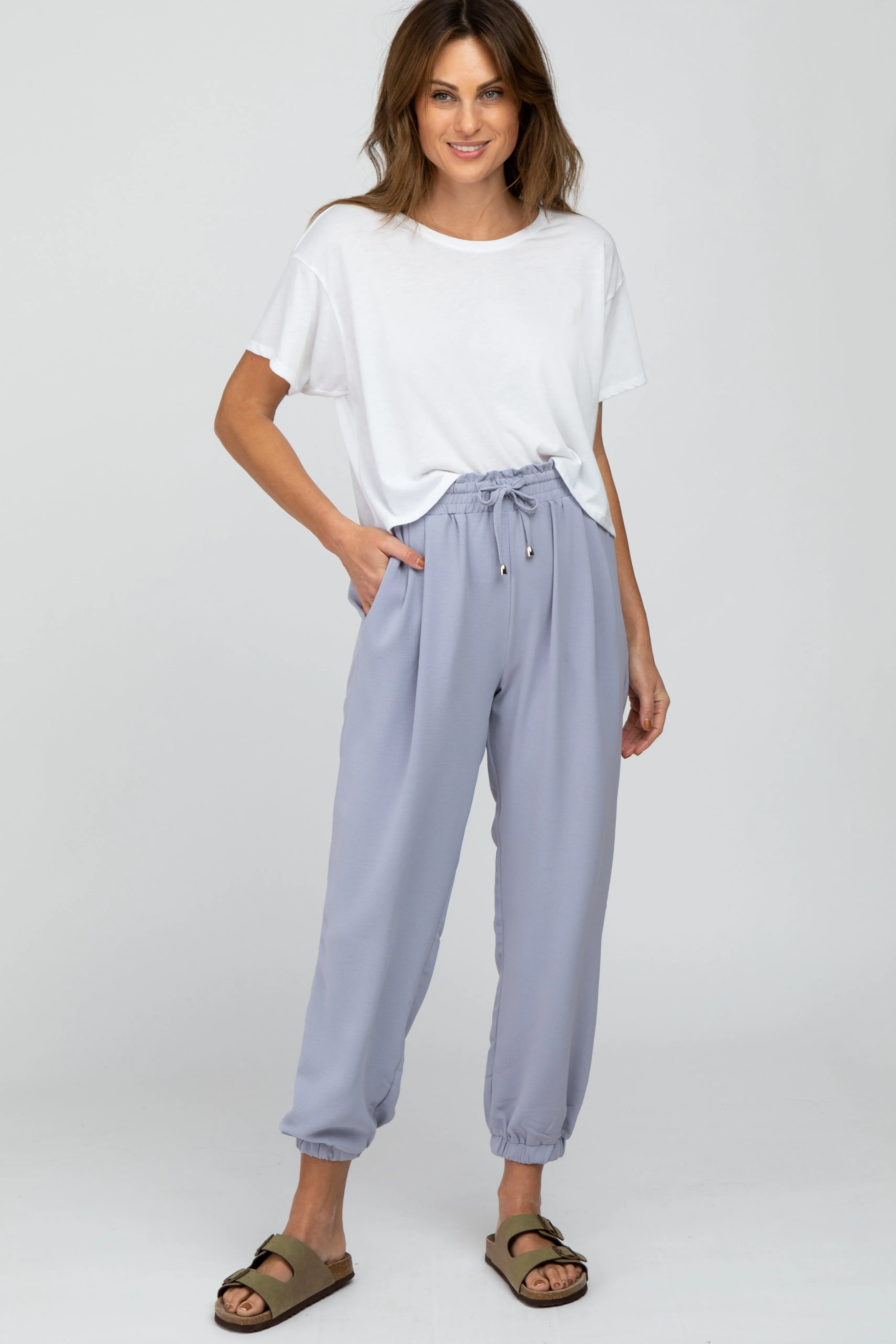 Periwinkle Drawstring Maternity Crop Pants sold by Pinkblush product image thumbnail 5