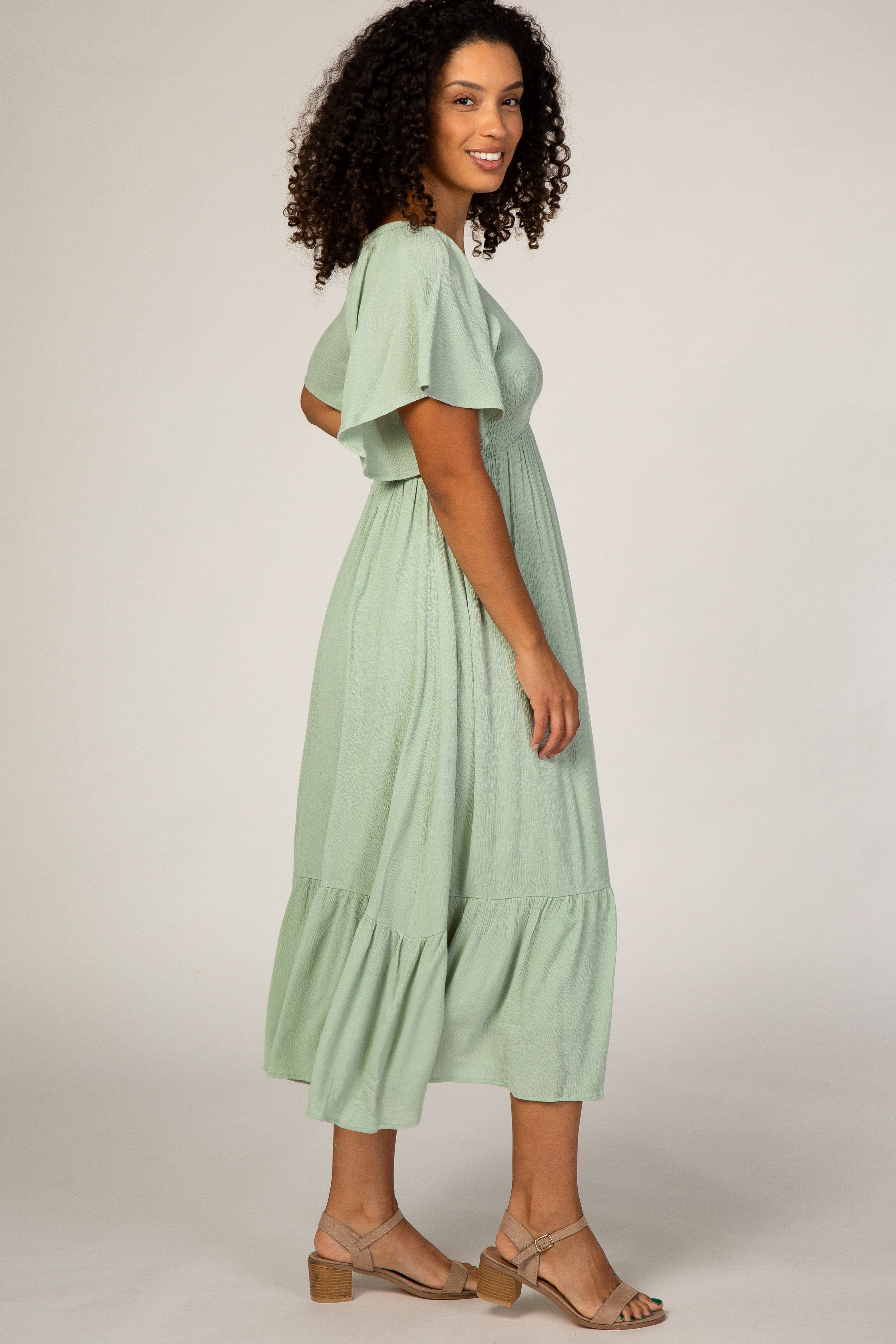 Mint Smocked Ruffle Dress sold by Pinkblush product image thumbnail 2