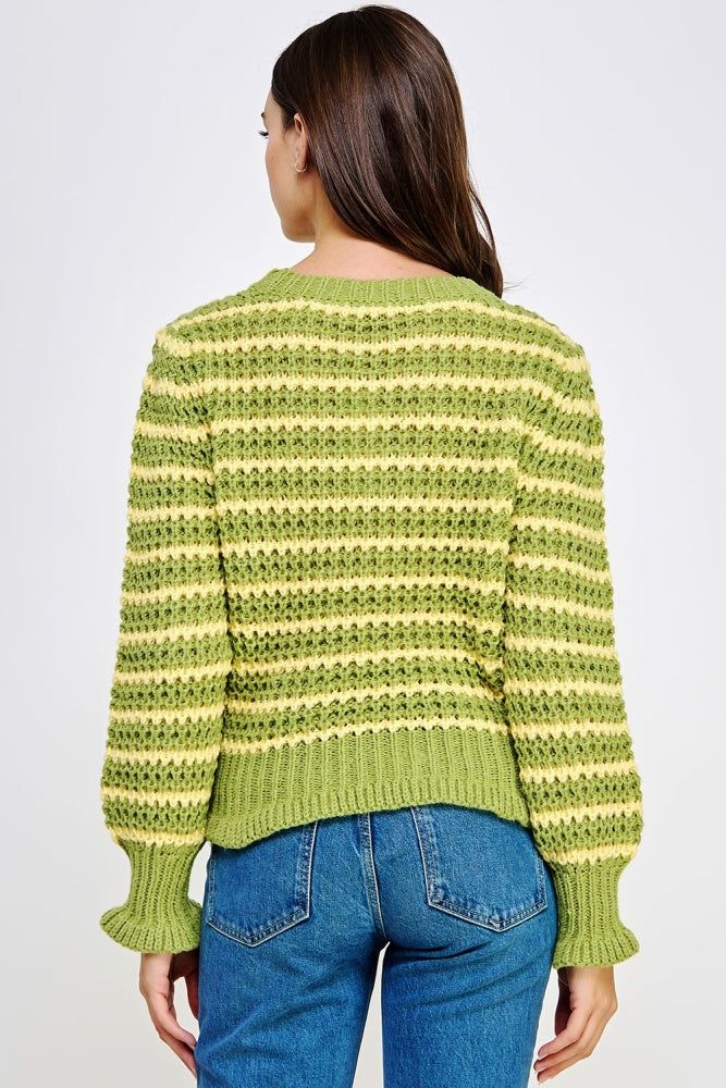 Dusty Citron Yellow Striped Knit Sweater sold by Pinkblush product image thumbnail 4