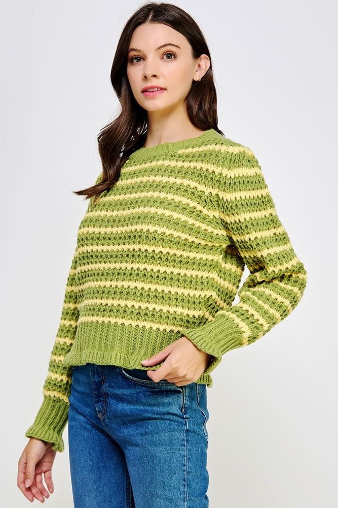 Dusty Citron Yellow Striped Knit Sweater sold by Pinkblush product image thumbnail 3