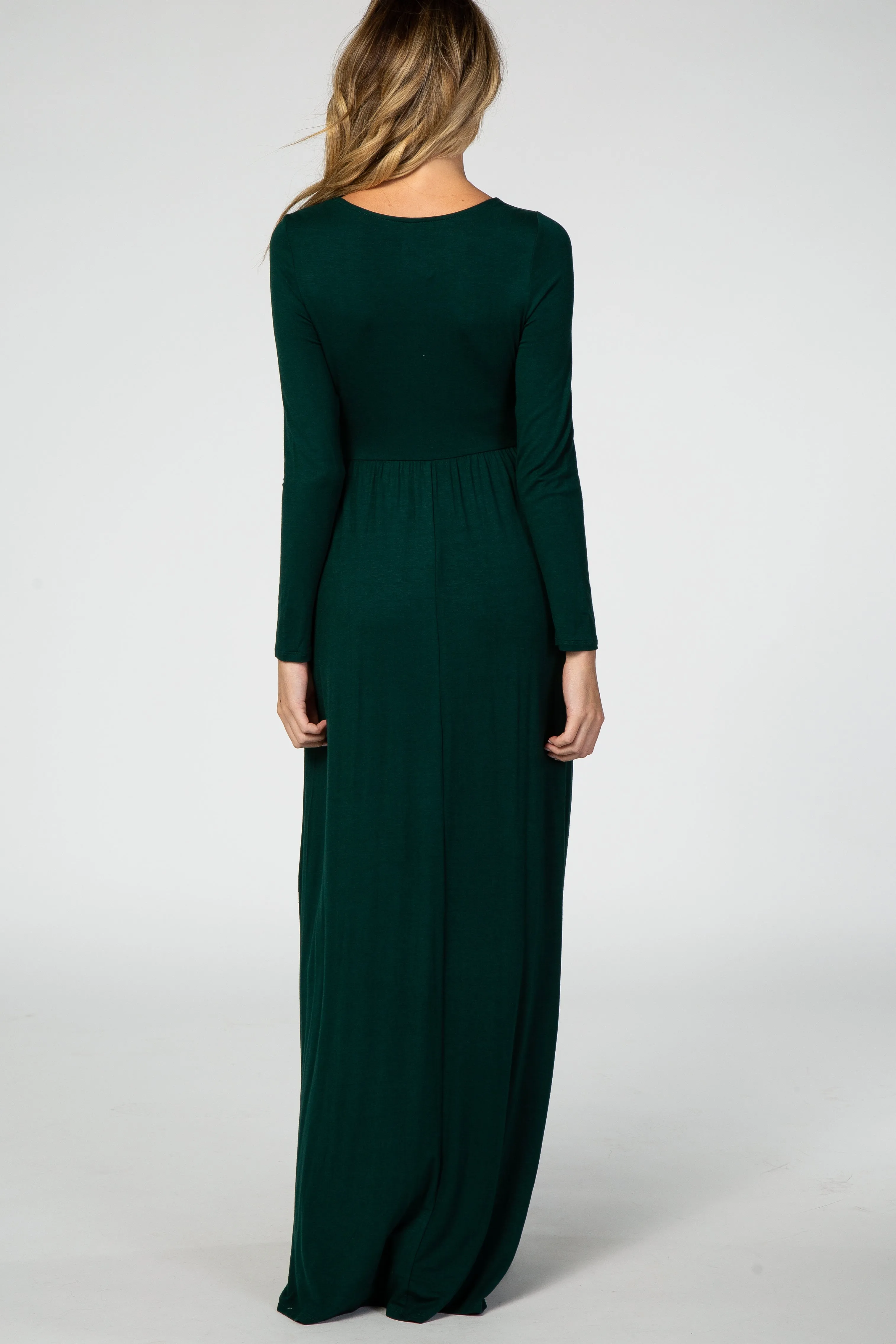 Green Long Sleeve Maternity Nursing Maxi Dress sold by Pinkblush product image thumbnail 3