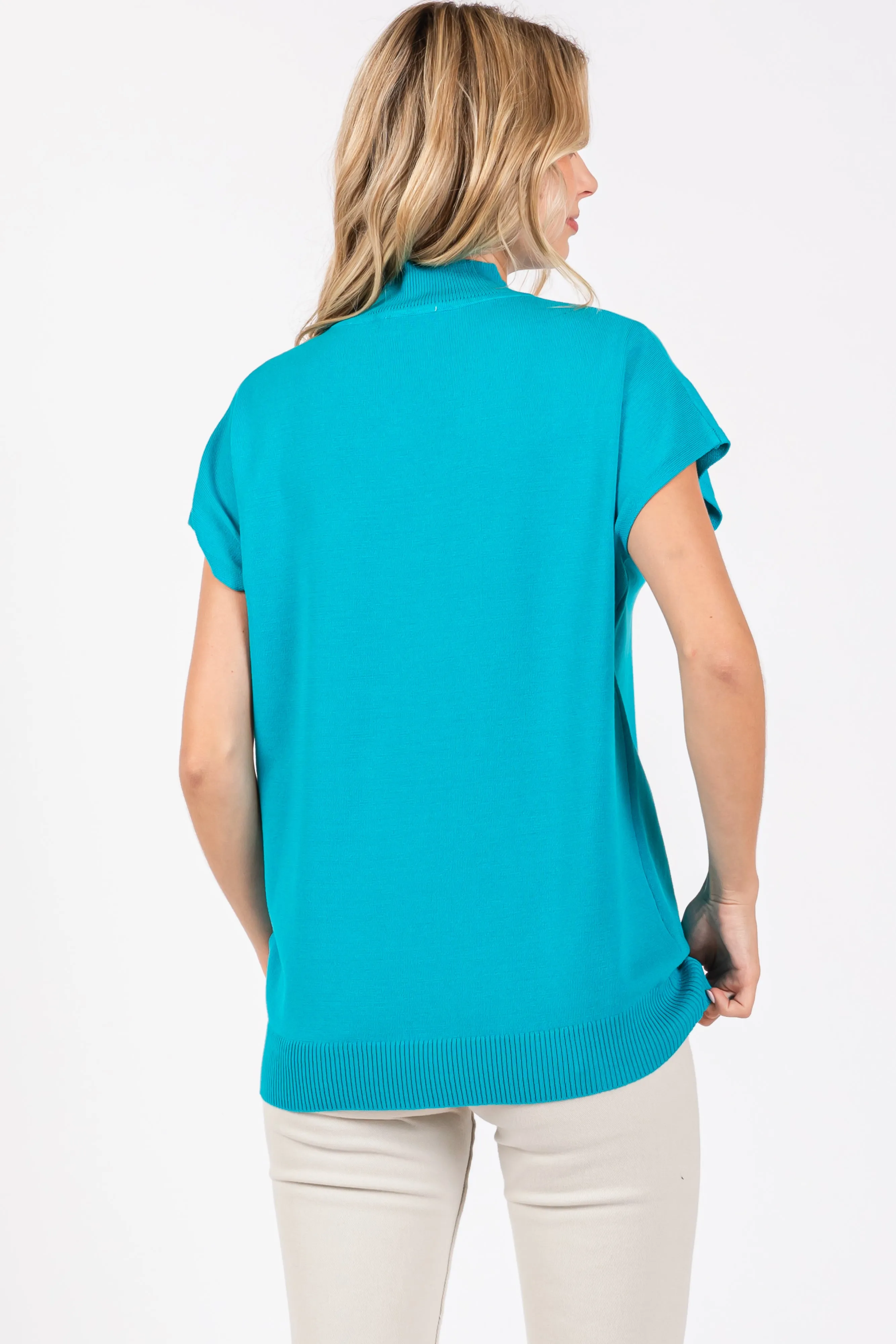 Teal Mock Neck Knit Top sold by Pinkblush product image thumbnail 3