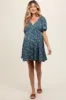 Navy Blue Floral V-Neck Cutout Back Maternity Dress sold by Pinkblush