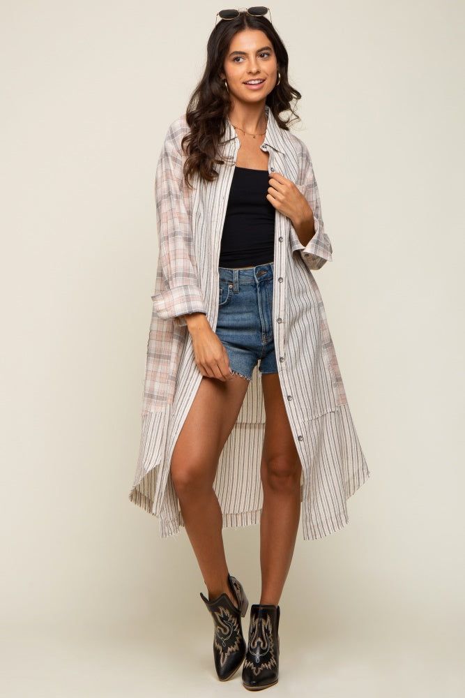 Grey Plaid Contrasting Long Shirt sold by Pinkblush product image thumbnail 5
