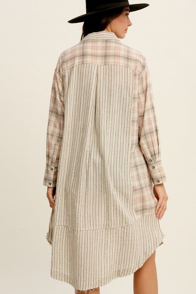 Grey Plaid Contrasting Long Shirt sold by Pinkblush product image thumbnail 3