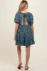 Navy Blue Floral V-Neck Cutout Back Maternity Dress sold by Pinkblush