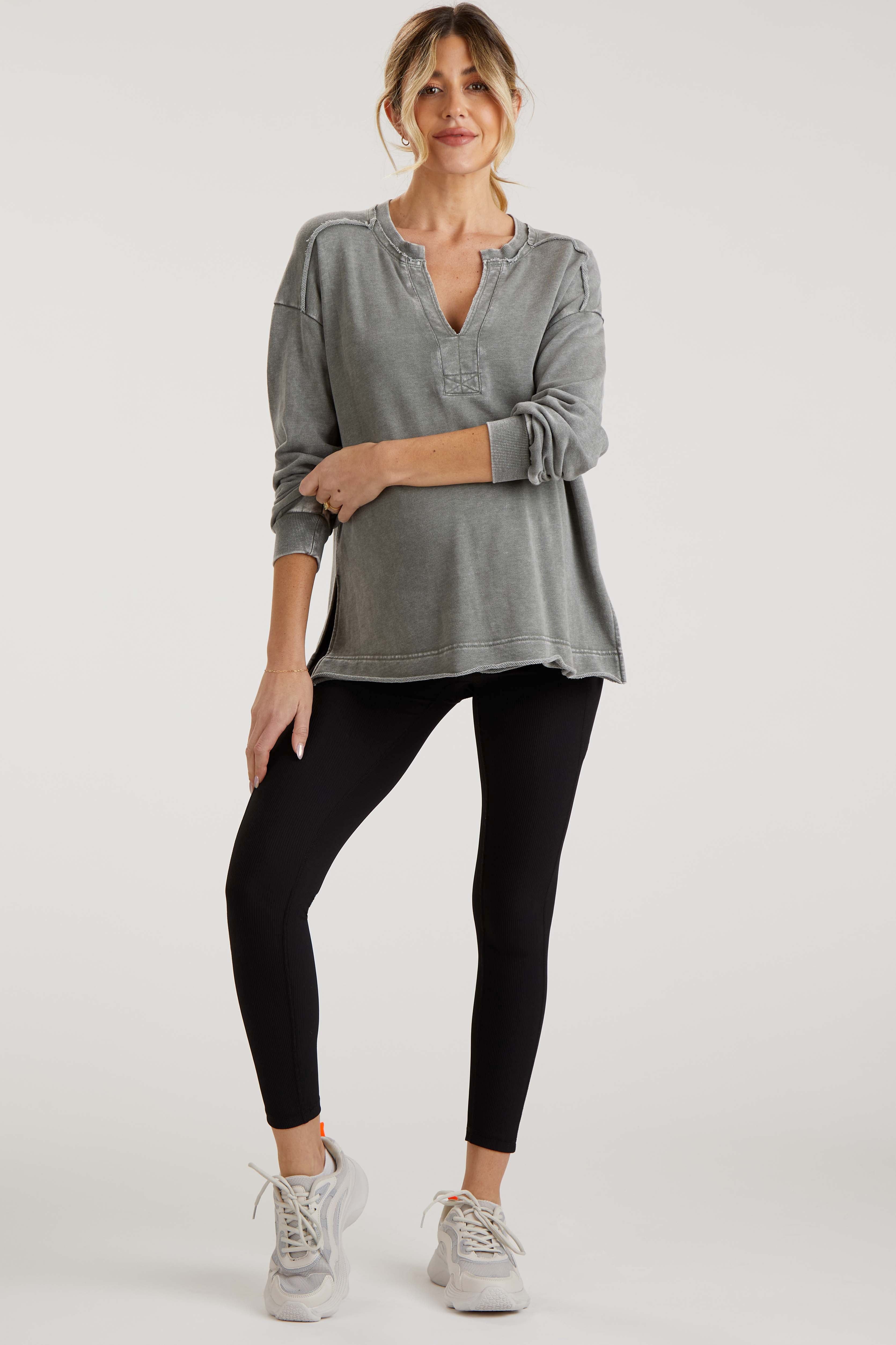 Black Ribbed Active Maternity Legging sold by Pinkblush