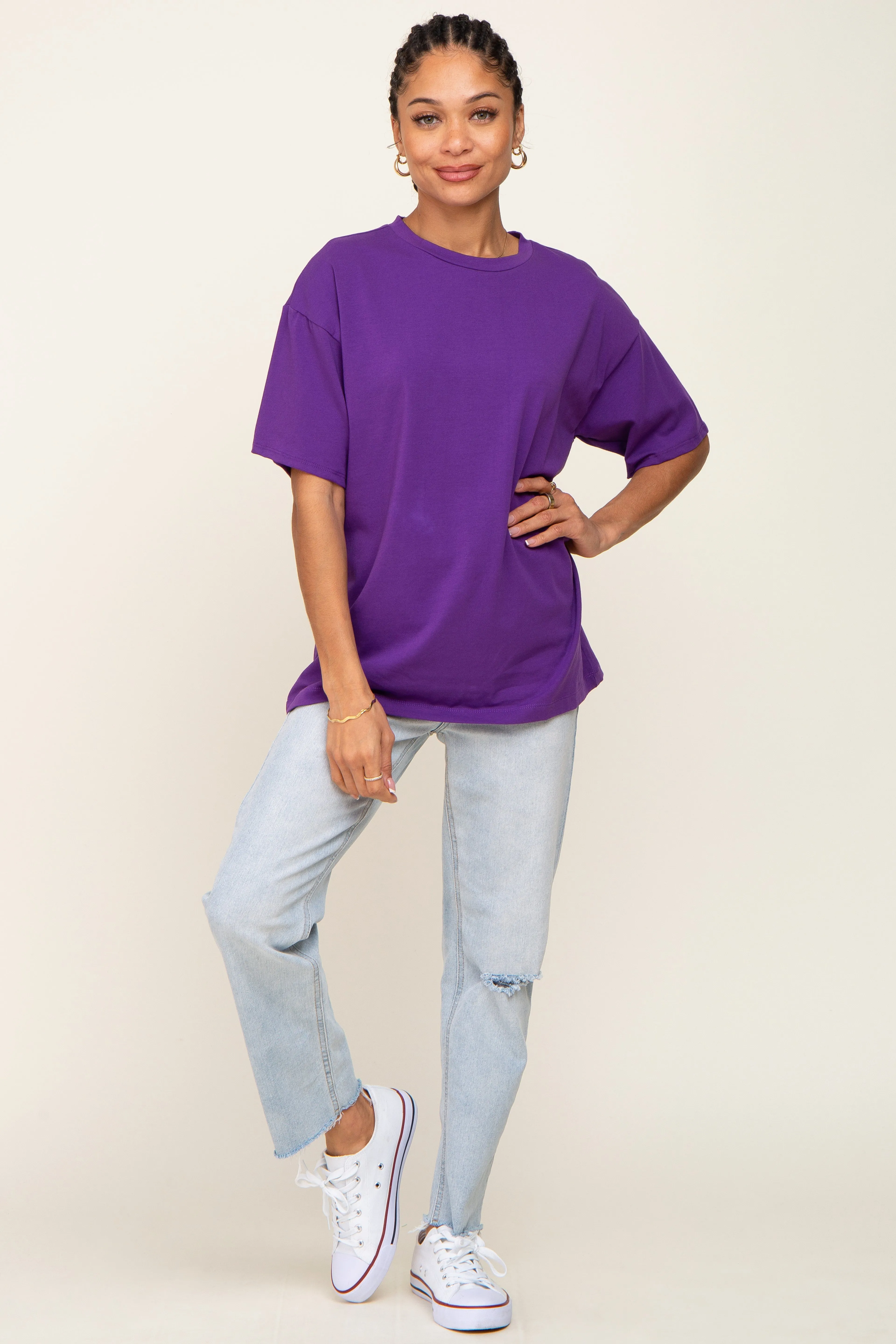 Purple Oversized Basic Tee sold by Pinkblush product image thumbnail 5
