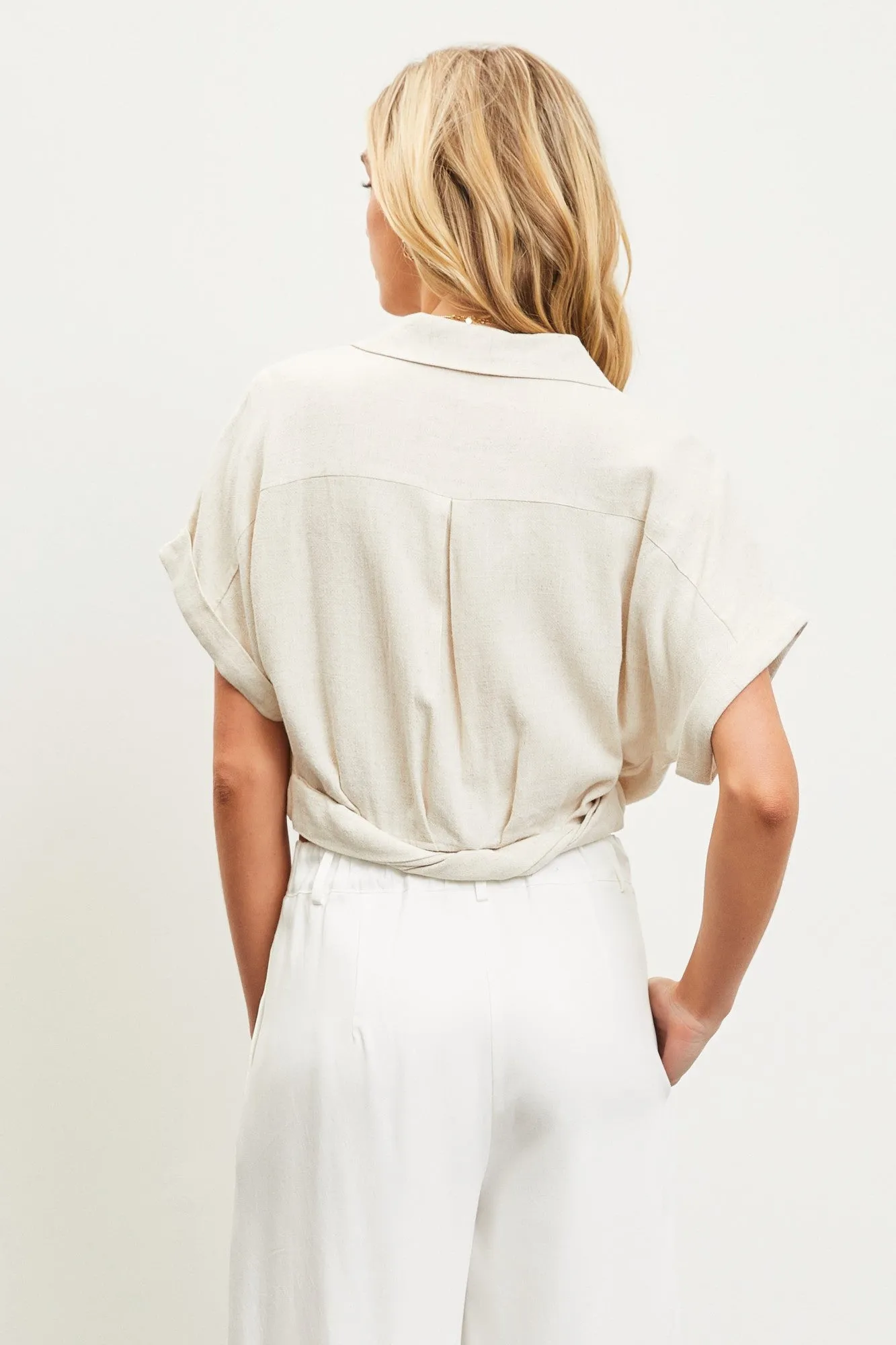 Oatmeal Collared Surplice Crop Top sold by Pinkblush product image thumbnail 3