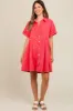 Red Denim Button Down Maternity Mini Dress sold by Pinkblush