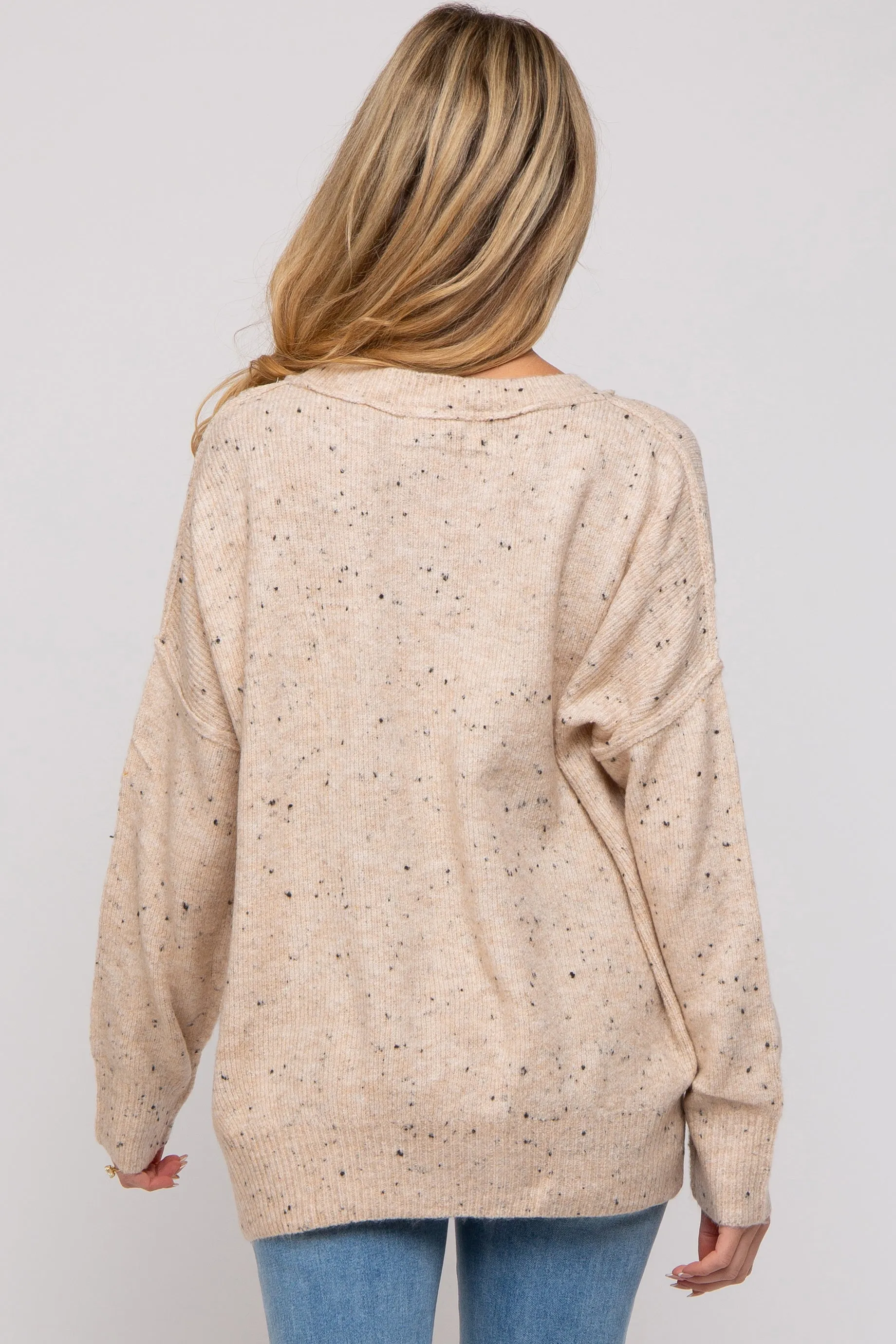 Beige Speckled Knit Maternity Sweater sold by Pinkblush product image thumbnail 3