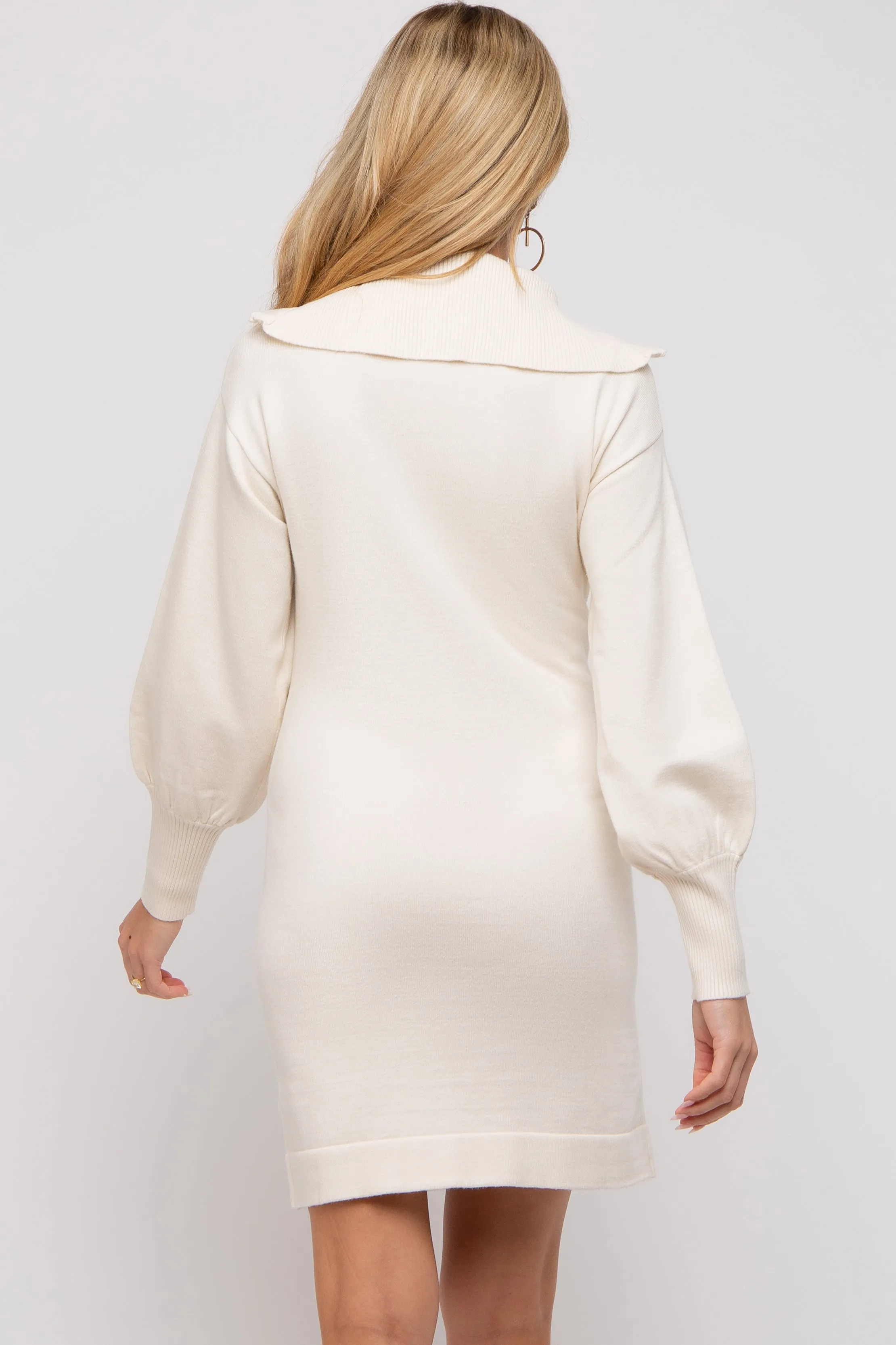 Beige Knit Half Zip Maternity Mini Dress sold by Pinkblush product image thumbnail 4