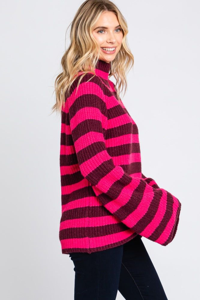 Multi-Color Striped Mock Neck Bell Sleeve Sweater sold by Pinkblush product image thumbnail 3