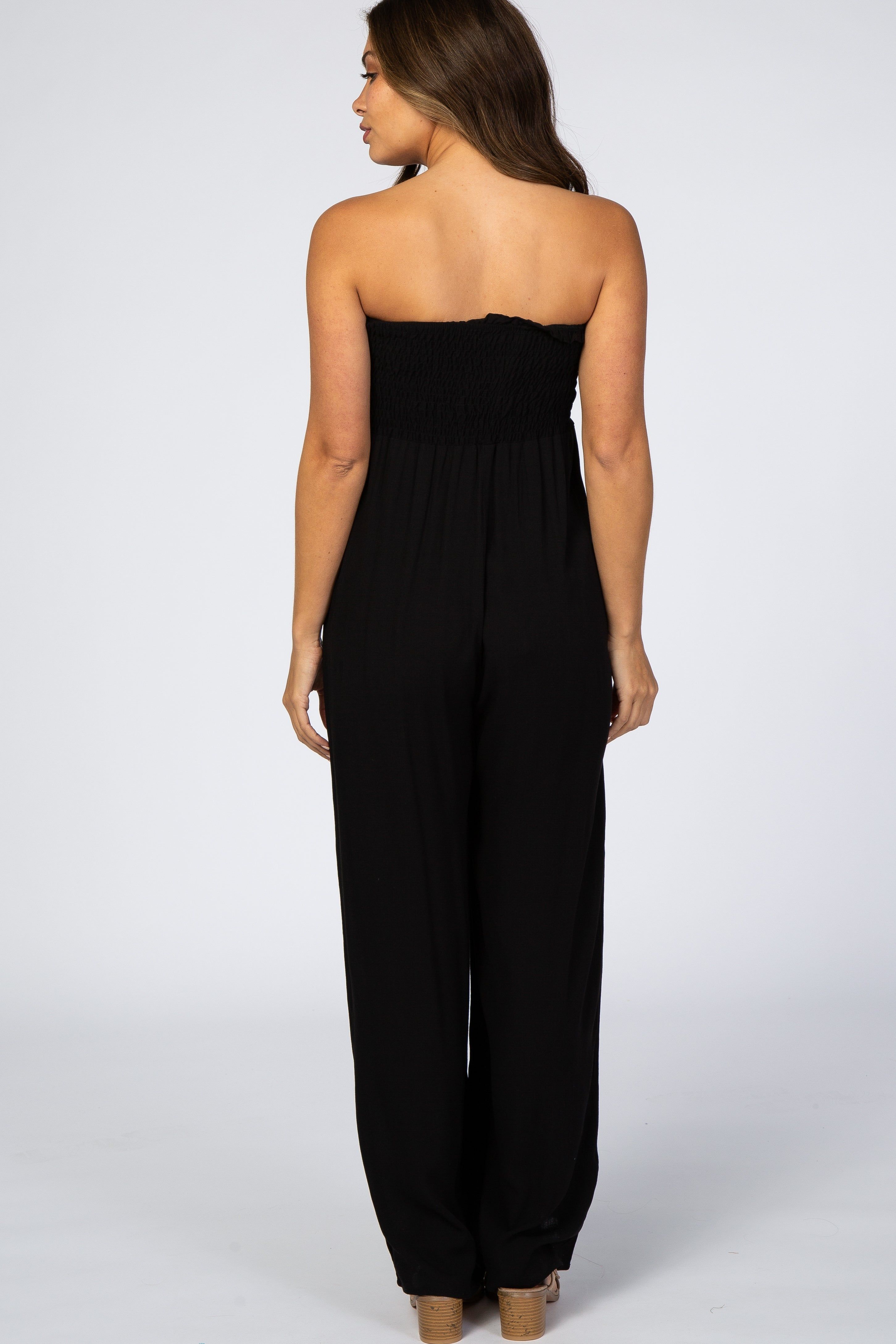 Black Sleeveless Wide Leg Maternity Jumpsuit sold by Pinkblush product image thumbnail 3