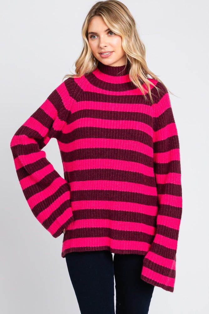 Multi-Color Striped Mock Neck Bell Sleeve Sweater sold by Pinkblush product image thumbnail 2