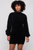 Black Fuzzy Knit Puff Sleeve Maternity Sweater Dress sold by Pinkblush