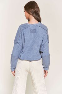 Blue Long Sleeve Top  With Button Details sold by Pinkblush