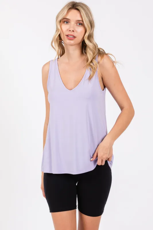 Lavender V-Neck Tank Top sold by Pinkblush