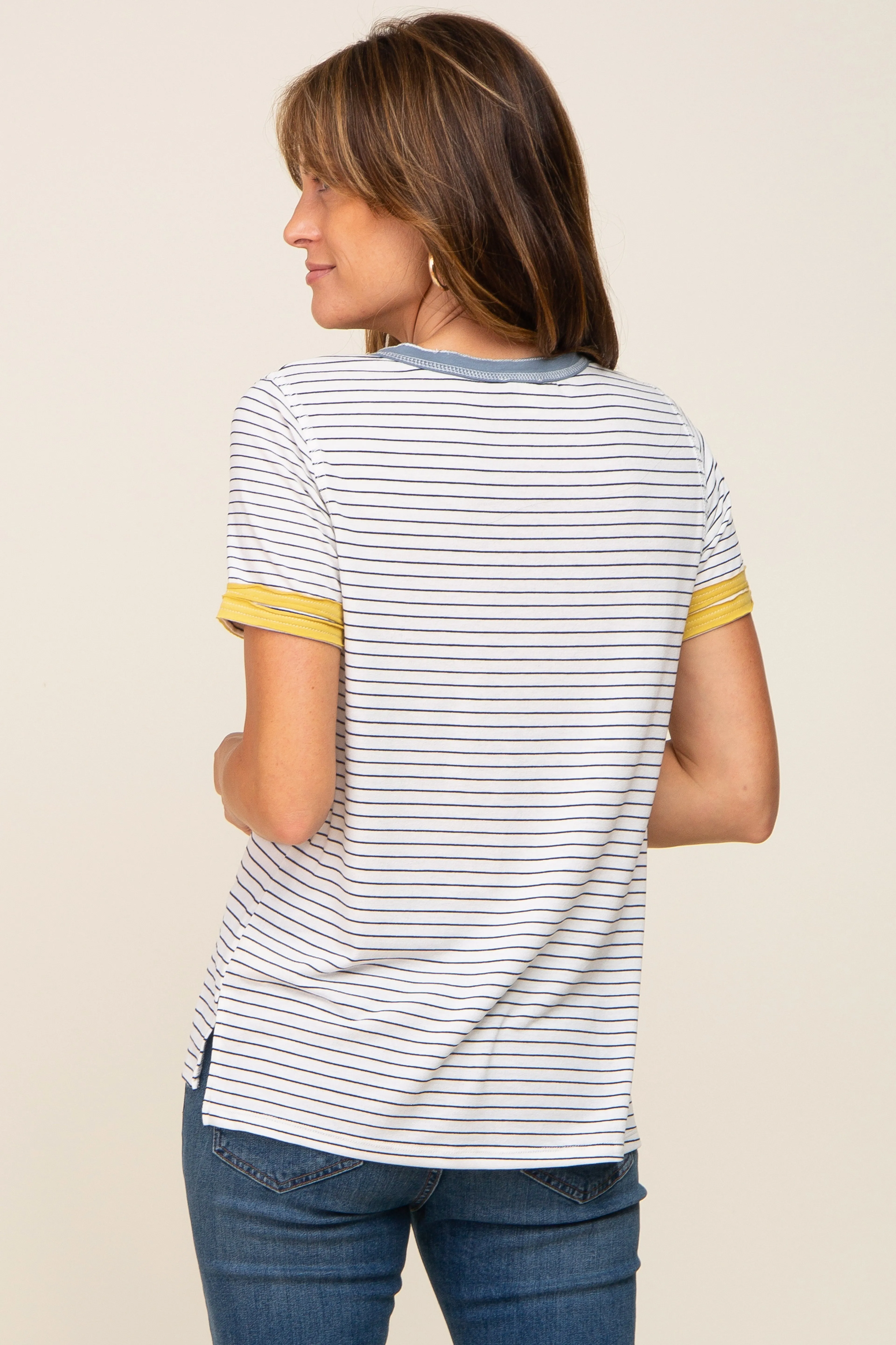 Blue Striped Colorblock Top sold by Pinkblush product image thumbnail 3