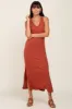 Rust Basic Shift Midi Dress sold by Pinkblush