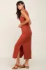 Rust Basic Shift Midi Dress sold by Pinkblush