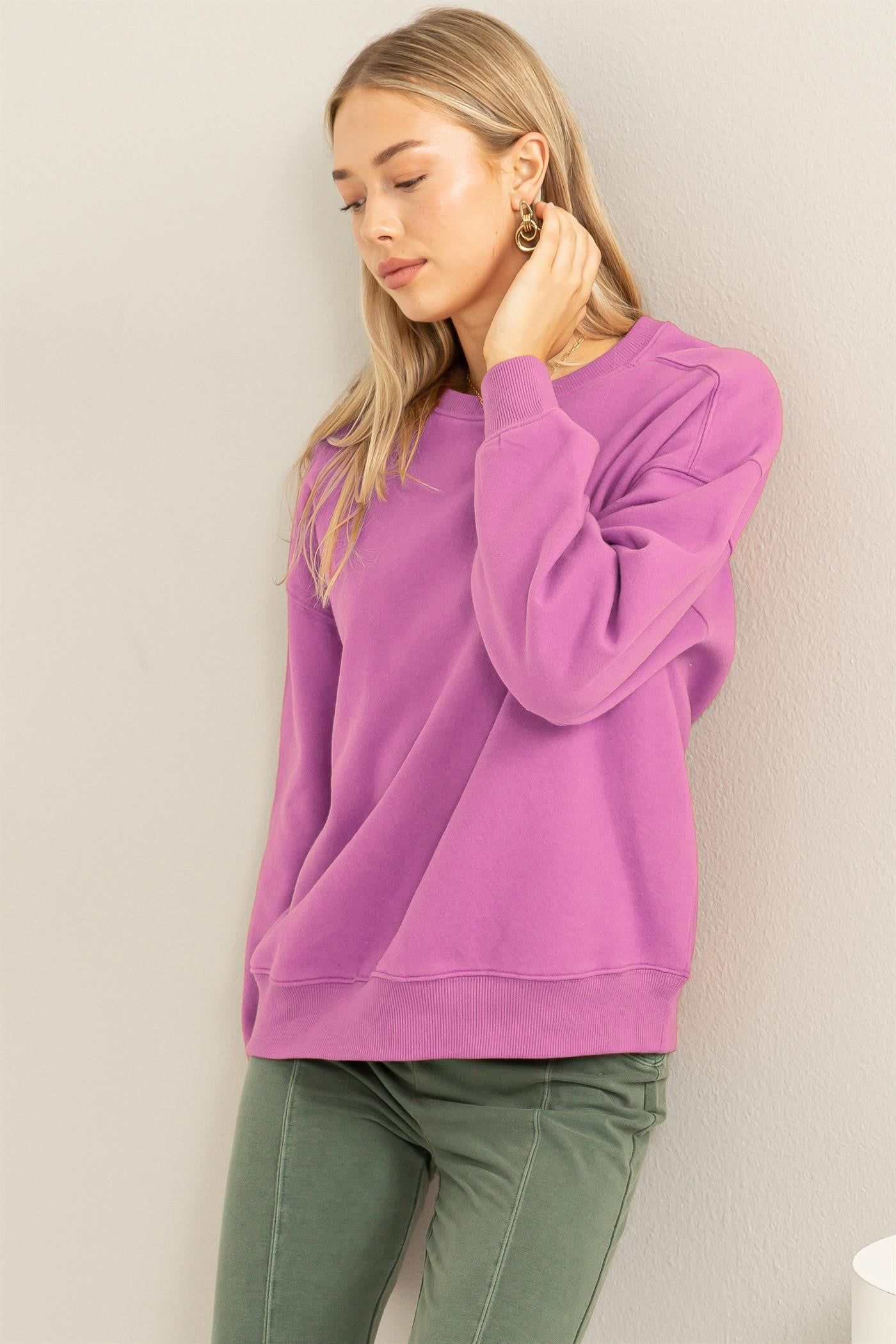 Lavender Basic Fleece Maternity Sweatshirt sold by Pinkblush product image thumbnail 5