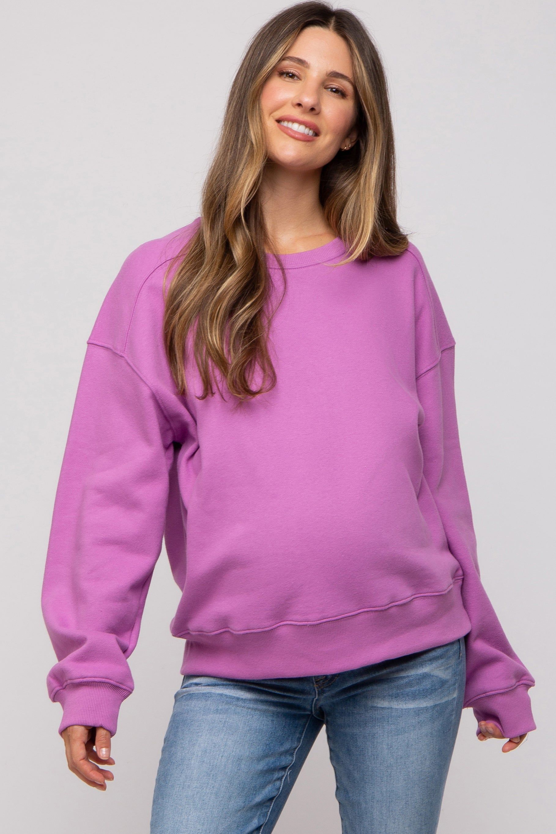 Lavender Basic Fleece Maternity Sweatshirt sold by Pinkblush product image thumbnail 2