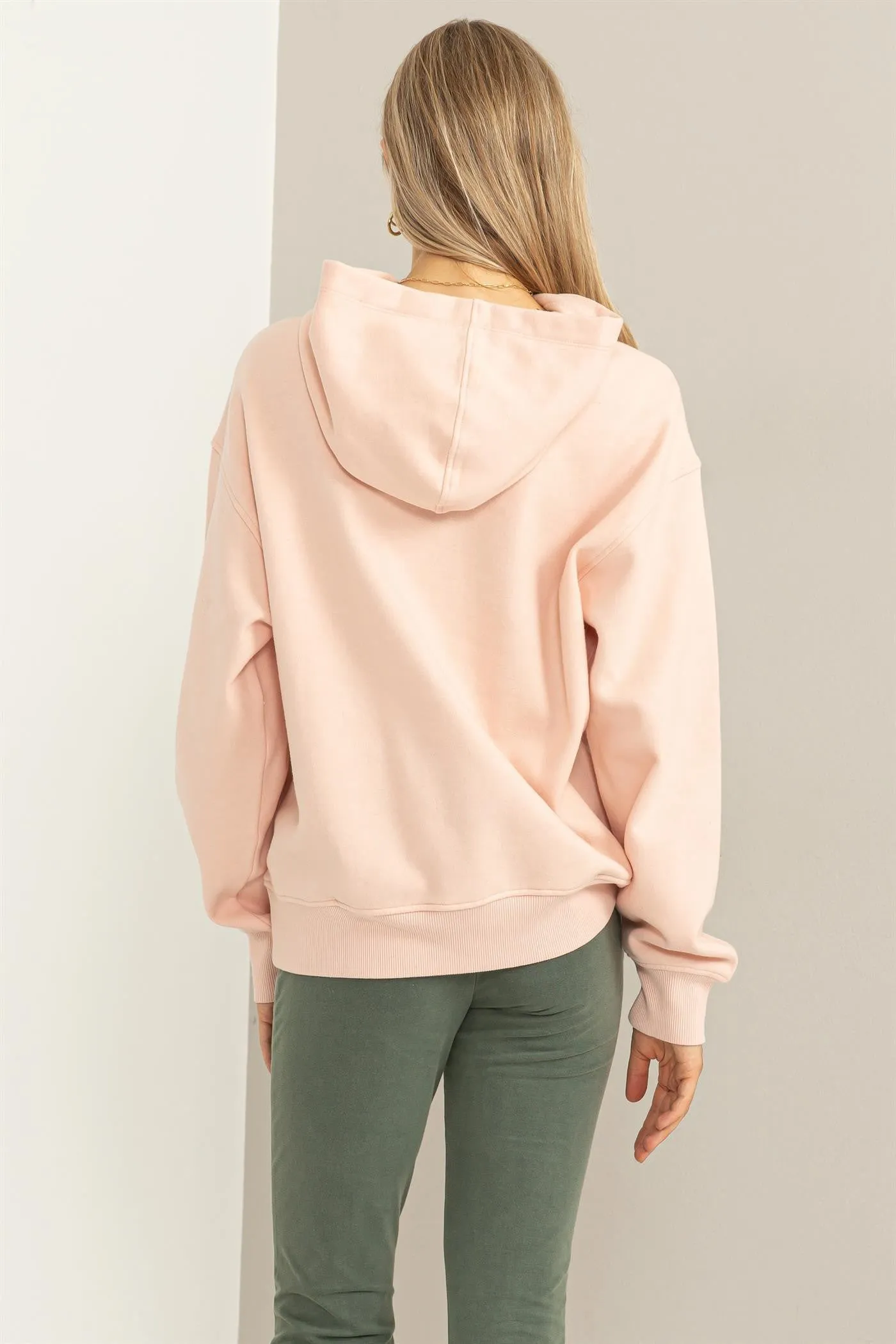Light Pink Front Pocket Hooded Fleece Sweatshirt sold by Pinkblush product image thumbnail 2
