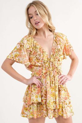 Yellow Floral Yellow Romper sold by Pinkblush
