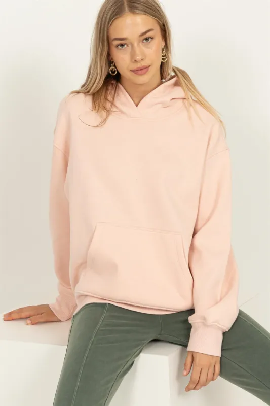 Light Pink Front Pocket Hooded Fleece Sweatshirt sold by Pinkblush