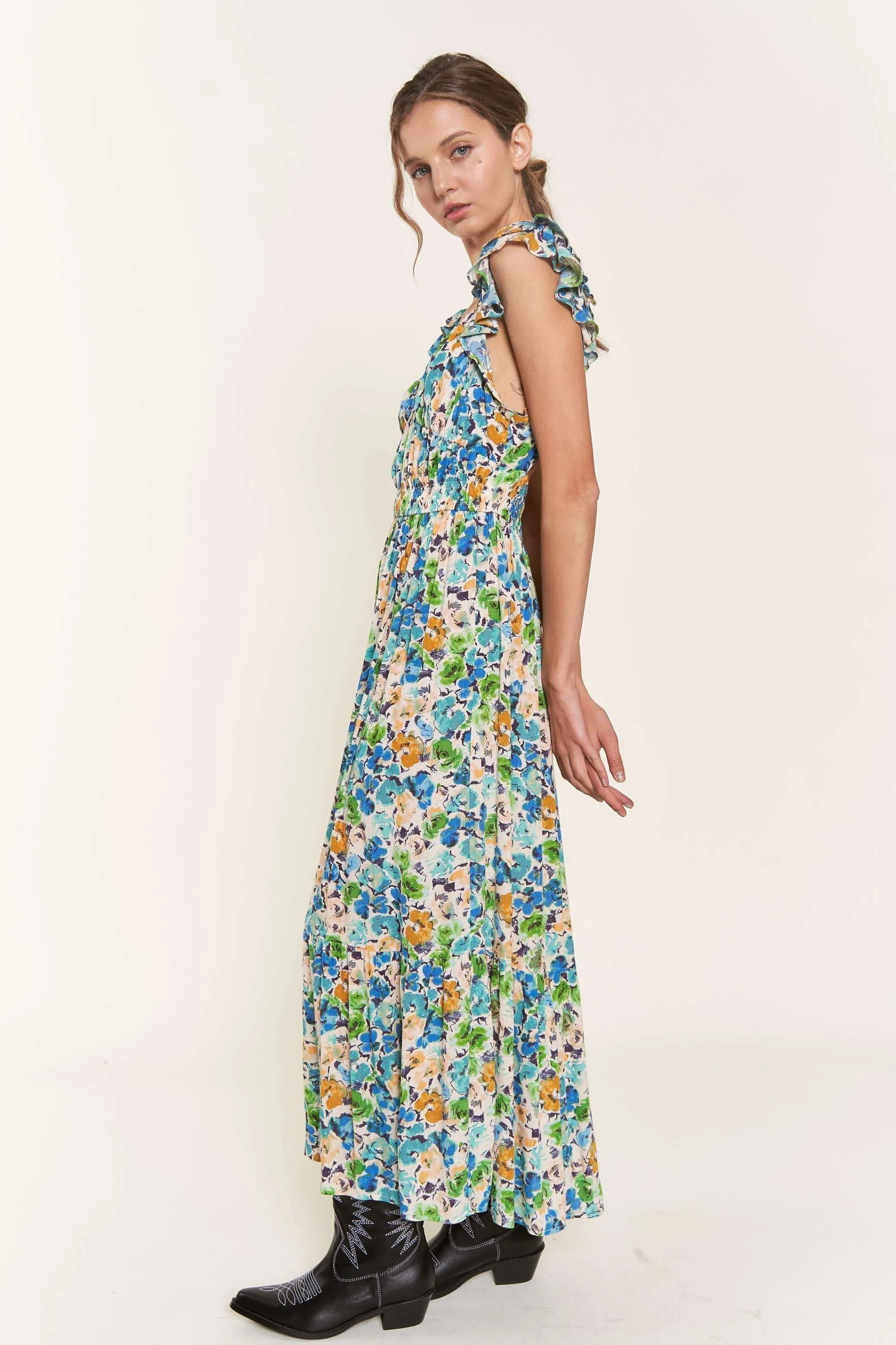 Blue Flower Midi Dress sold by Pinkblush product image thumbnail 3