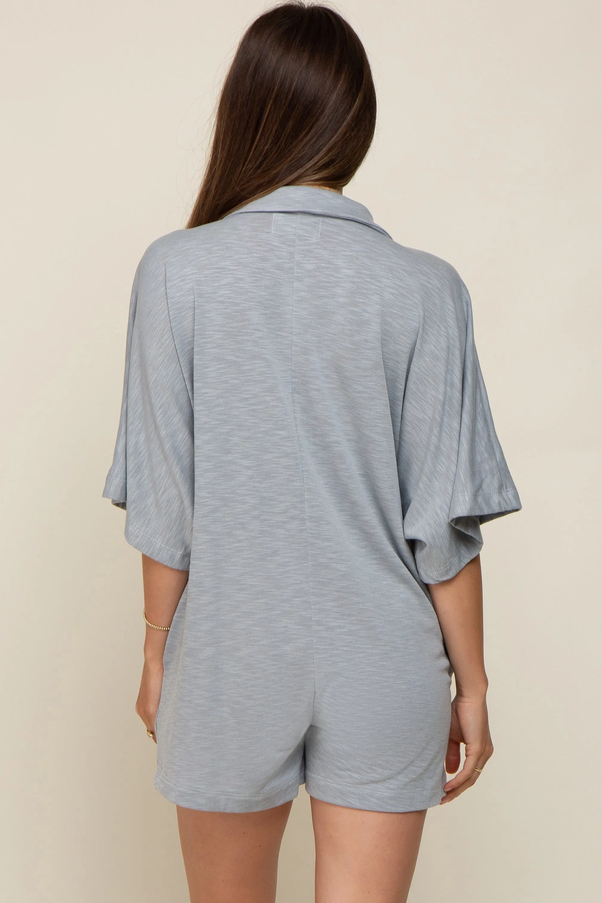 Grey Heathered Front Button Maternity Romper sold by Pinkblush product image thumbnail 4