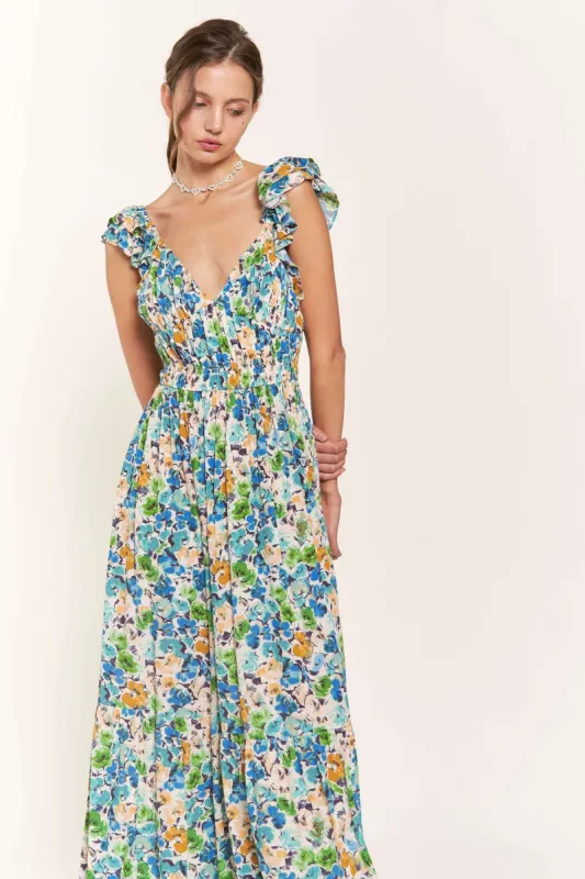 Blue Flower Midi Dress sold by Pinkblush