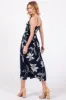 Navy Blue Floral Front Twist Midi Dress sold by Pinkblush