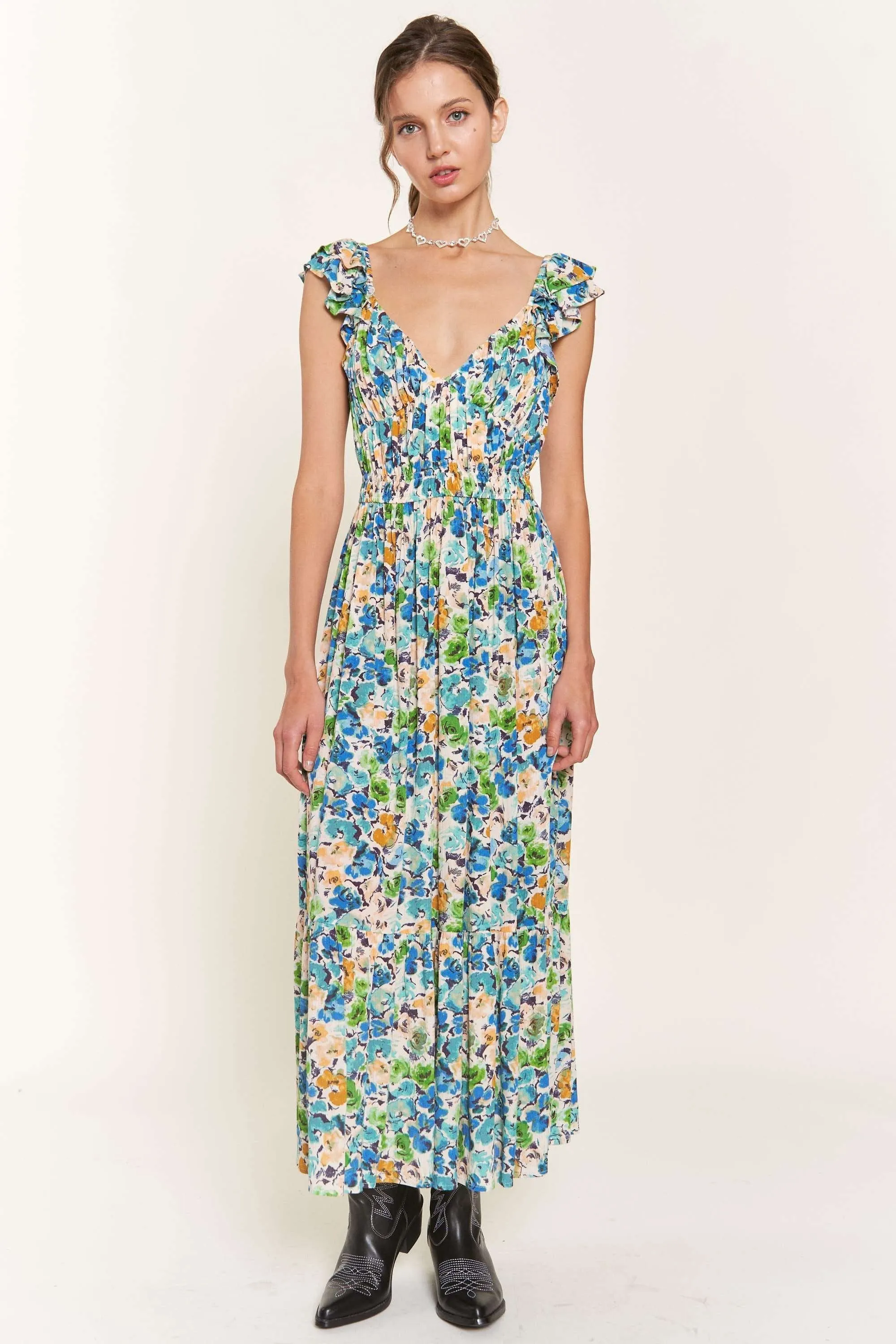 Blue Flower Midi Dress sold by Pinkblush product image thumbnail 2