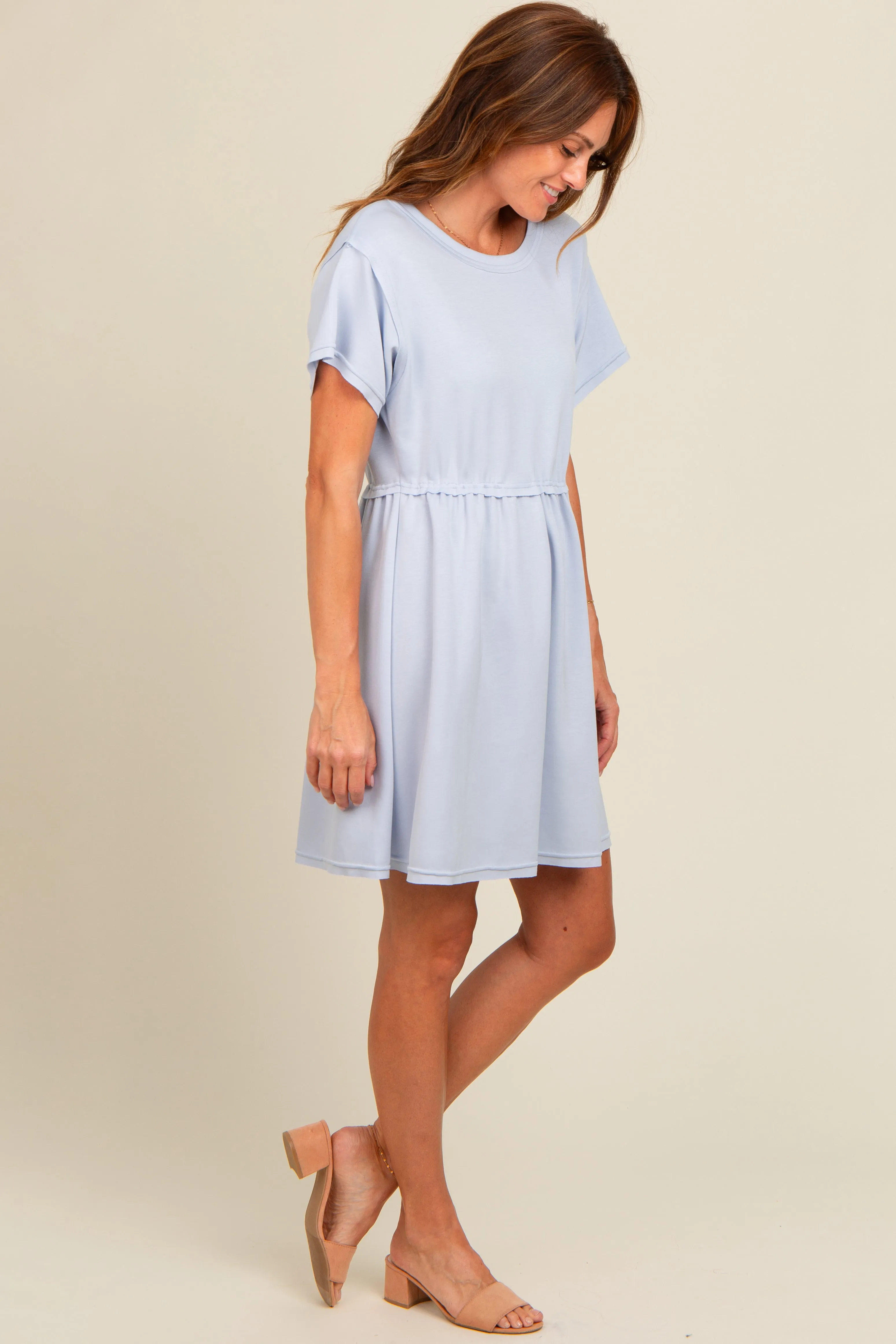 Light Blue Cut Edge Short Sleeve Dress sold by Pinkblush product image thumbnail 3