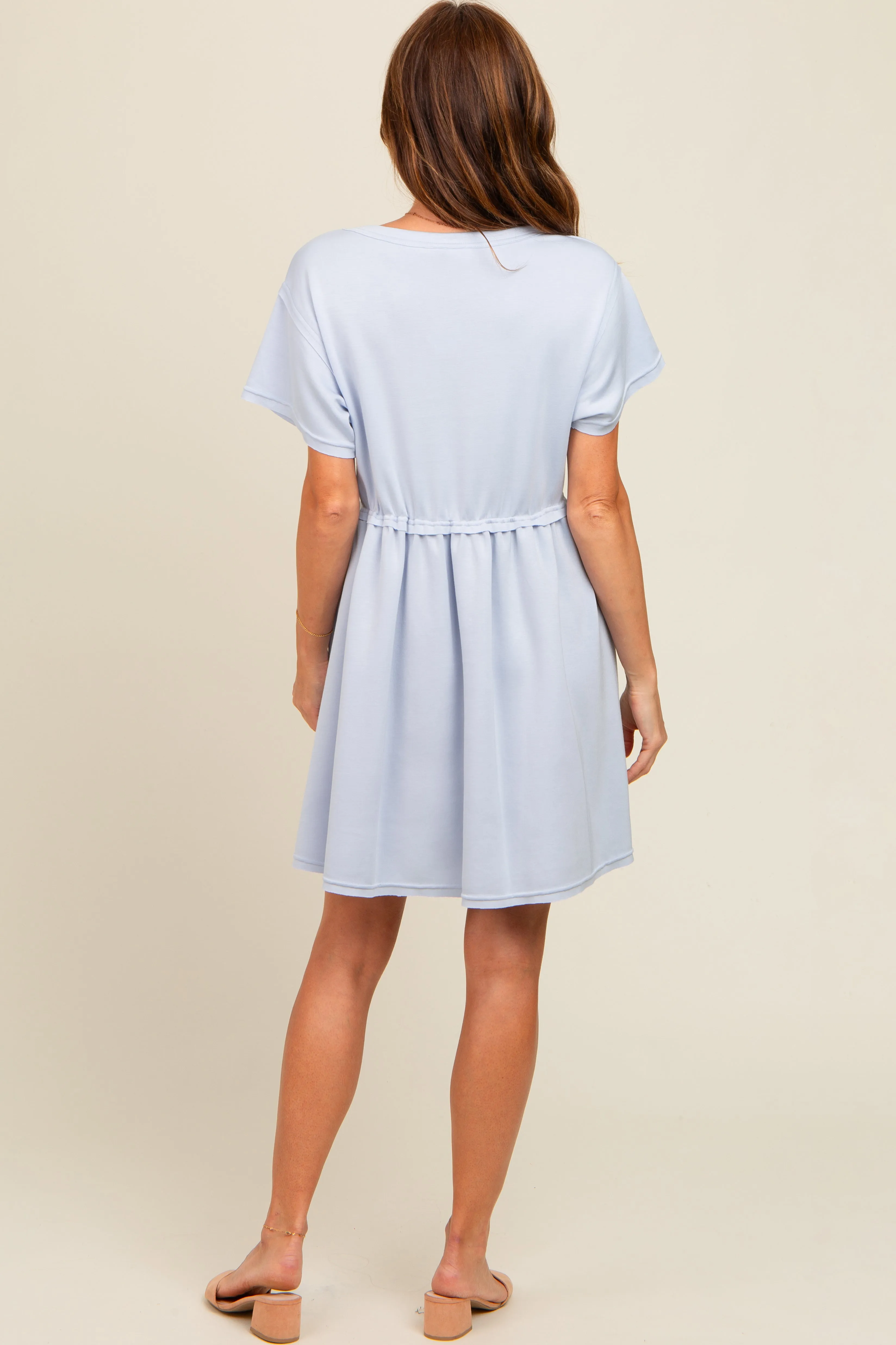 Light Blue Cut Edge Short Sleeve Dress sold by Pinkblush product image thumbnail 4